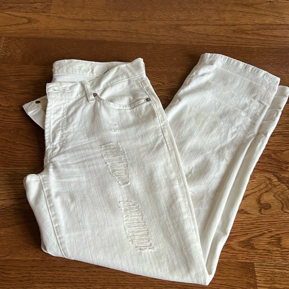 7 For all Mankind button fly sz 27 distressed straight leg jeans relaxed…